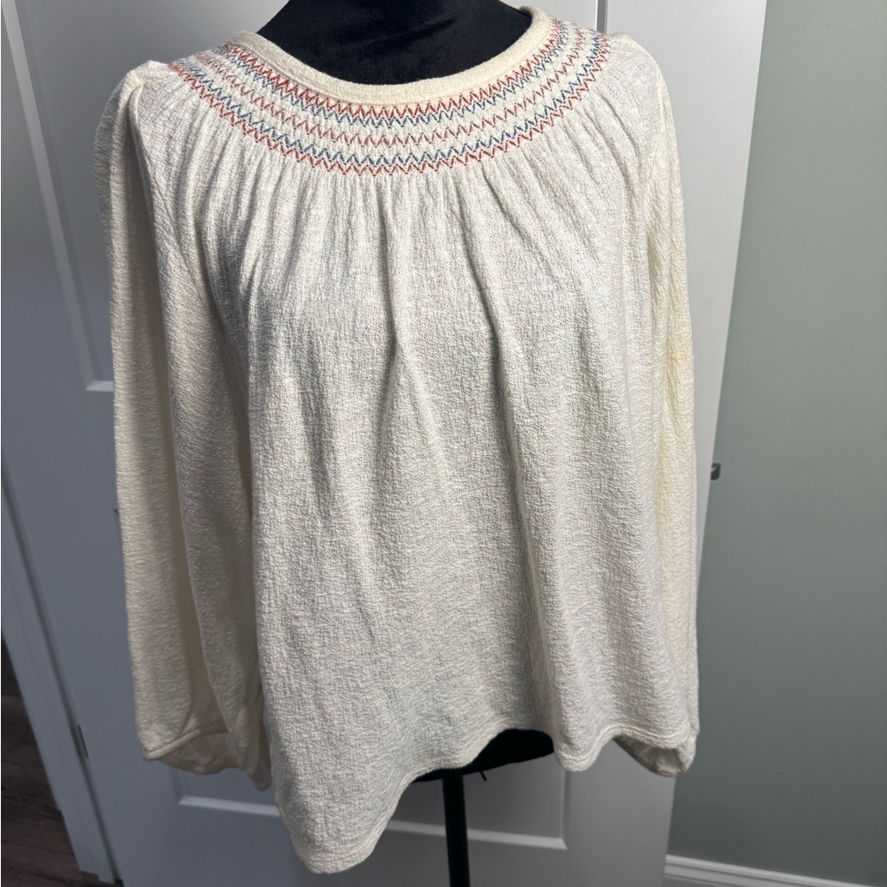 Madewell Superlight Jacquard Embroidered Smocked Top organic cotton - Picture 1 of 8